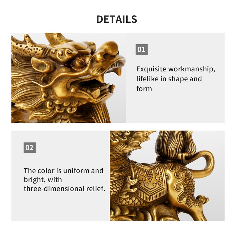 Qilin Ornament Brass Home Desktop Statue Collection Lucky Animals Crafts
