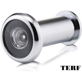 TERF® Polished Chrome 180 Degree Door Viewer with Glass Lens Wide Angle Door Spy Hole Security for Front Door, Peep Holes for Front Doors Viewer Safety fit for 35mm to 50mm Door