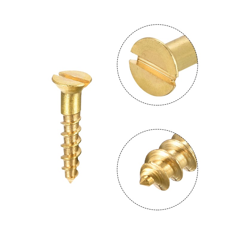 sourcing map Wood Screws M2 x 10mm Slotted Flat Head