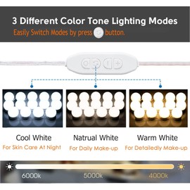 New 13ft LED Vanity Mirror Lights for Makeup Dressing Table Vanity Set 13ft Flexible LED Light Strip Kit 6000K Daylight White with Dimmer and Power Supply, DIY Mirror, Mirror not Included