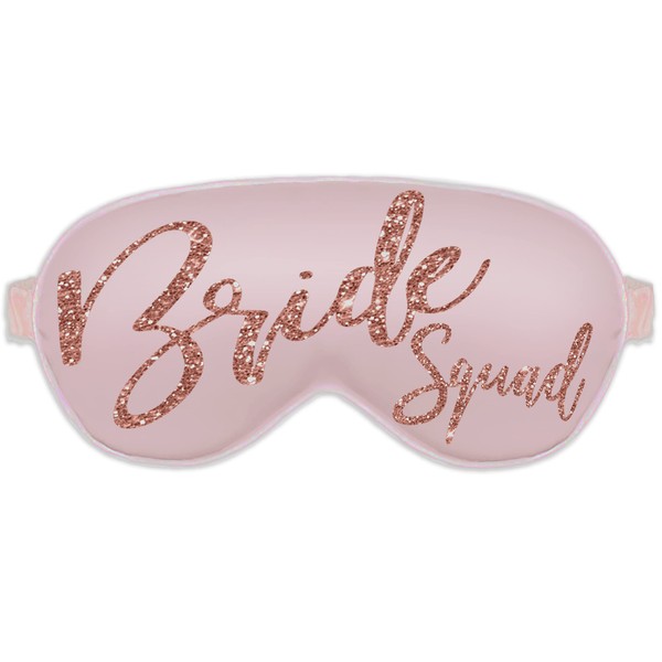 Bridesmaid Proposal Gift - Rose Gold Glam Bride Squad Blush Satin Sleep Mask - Bachelorette Party Favor Gifts - Blush Eye Mask