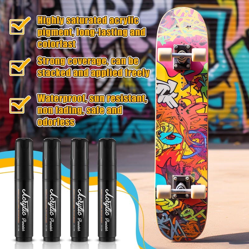 Watersay 8 Pcs Jumbo Permanent Markers 15mm Wide Tip Thick