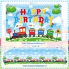 Train Party Supplies , Includes Happy Birthday Party Backdrop, Plates,