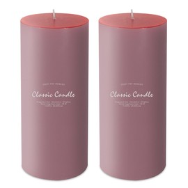 2 Pack 3x8 Hand Poured Red Dripless Pillar Candles, Soy Candles, Non-Toxic, Unscented, Smokeless, for Power Outages & Emergency