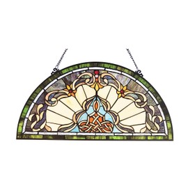 Radiance Goods Tiffany-Style Victorian Stained-Glass Window Panel 12.5" Height