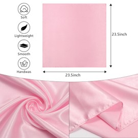 AWAYTR 23.6" Satin Neck Scarf Small Hair Scarf Women Silk Head Scarf Costume Bandana Girls Vintage Handkerchief Ribbon Scarf (Pink)
