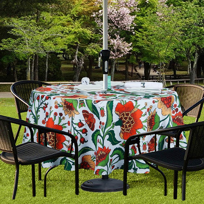 EHouseHome Outdoor and Indoor 60inch Round Tablecloth with Umbrella Hole