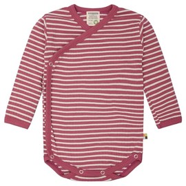 loud + proud Wrap Bodysuit Long Sleeve Striped Organic Cotton GOTS Certified, red