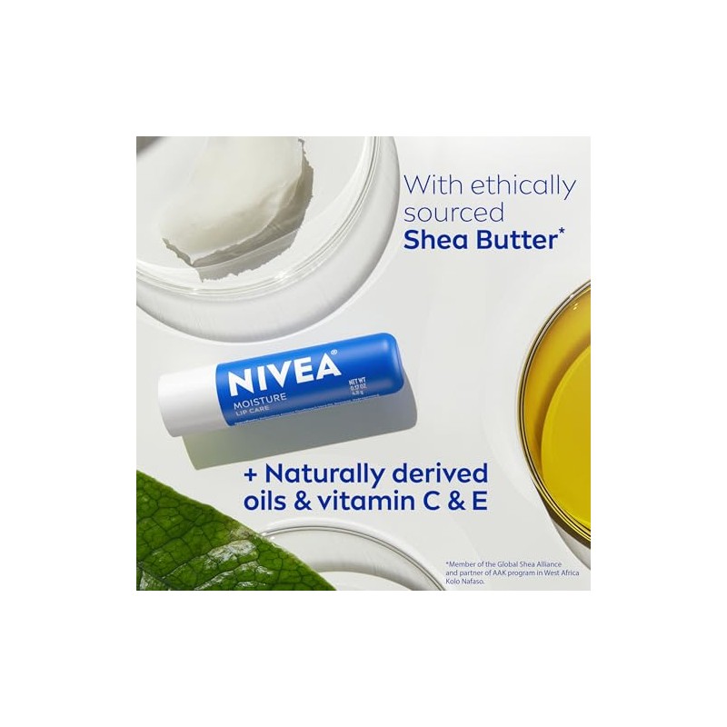 NIVEA Moisture Lip Care - Unisex Intensively Moisturizing Balm -