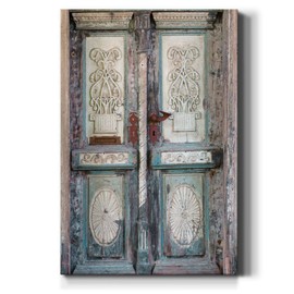 WEXFORD HOME Doors - Old Paint Wall Art, Vintage & Rustic Architecture Artwork, Multicolored Modern Decorations, Premium Gallery Wrapped Canvas, Ready to Hang, 32 in H x 48 in W, Made in America
