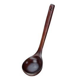 Bamboo Wooden Spoons Set Long Handle Spoon Old Lacquer Spoon Wooden Soup Ladle Porridge Spoon for Family Restaurant Hotel (Straight Handle)