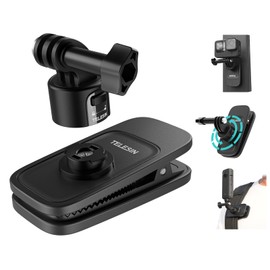 TELESIN Backpack Clip Mount w Quick Release,360 Swivel Ball Joint Shoulder Bag Belt Strap Mounts for GoPro 13 12 11 10 9 8 Insta 360 x5 X3 X4 DJI Action 3 4 Osmo Pocket 3 AKASO Motorcycle Accessory
