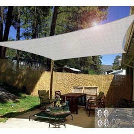 Windscreen4less 14' x 18' Sun Shade Sail Rectangle Outdoor Canopy Cover with Hardware Kit UV Block for Backyard Porch Pergola Deck Garden Patio Pool (Light Gray)