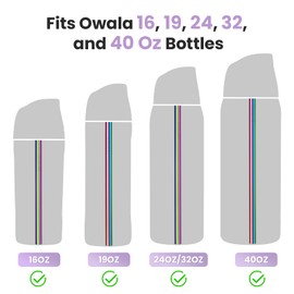 NiHome 8PCS Stainless Steel Straws for Owala Water Bottle, 4 Lengths Compatible with FreeSip 19oz 24oz 32oz 40oz, Tritan 25oz, Kids’ FreeSip 16oz, with Cleaning Brush & Travel Storage Bag (Iridescent)