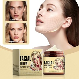 2pcs Whipped Beef Tallow and Honey Balm, Bálsamo de Sebo de Res Batido y Miel, Balsamo de Sebo de Res Facial,Sebo de Res Rostro Cuerpo Hidratante,Text