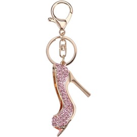 ZJchao - Llavero con cadena de aleación, diamantes de imitación, bolso de mano, llavero, decoración de llavero, clip organizador para niñas y mujeres, de pareja (forma de tacón alto