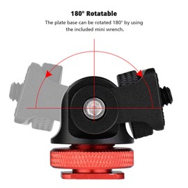 Andoer Mini Monitor Mount Tripod Head Cold Shoe Adapter Aluminum Alloy 1/4 Inch Screw for Mounting Camera Monitor Flash Microphone LED Fill Light (Red)