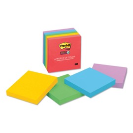 Post-it Notes Super Sticky Pads in Marrakech Colours, 3 x 3, 90/Pad, 5 Pads/Pack