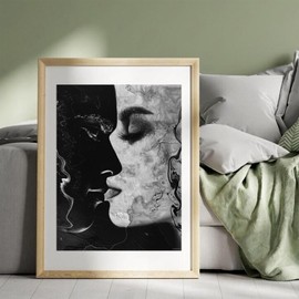 HMDIIMGE 5D Diamond Art Painting by Number Kits Black and White Hug Couple Round Diamond Art Full Drill Mosaic Embroidery Cross Stitch for Wall Decoration 12x16 Inch