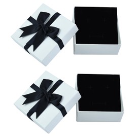 2 Pack Small Gift Boxes with Lids, 9X9X4cm Cardboard Jewellery Gift Boxes White Kraft Jewellery Boxes Paper Jewelry Gift Boxes Jewelry Boxes Packaging with Ribbon for Presents Necklace Bracelets