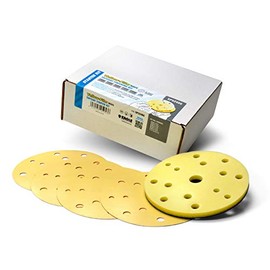 Yellow-Film Topcoat Finishing Discs Starter Kit, SP52486, P800 - P2000, 15 Holes, 50 Discs + Interface Pad