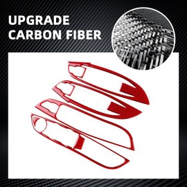 FXETRNL Real Carbon Fiber Window Lifting Frame Center Control Sticker, Covers for Ford Focus SE (2012 2013 2014 2015 2016 2017 2018), Interior Decal Car Accessories, Red