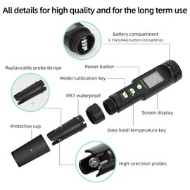 Homcoice PH Meter 5 in 1, PH TDS EC Salinity Temperature Tester, Pool pH Test IP67 Waterproof, Digital Salinity and PH Tester 0.01 High Precision with ATC Function