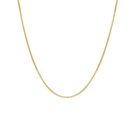 VOGREX 14K Real Solid Yellow Gold 0.7mm Box Chain Necklace with Lobster Clasp for Men and Women -20"