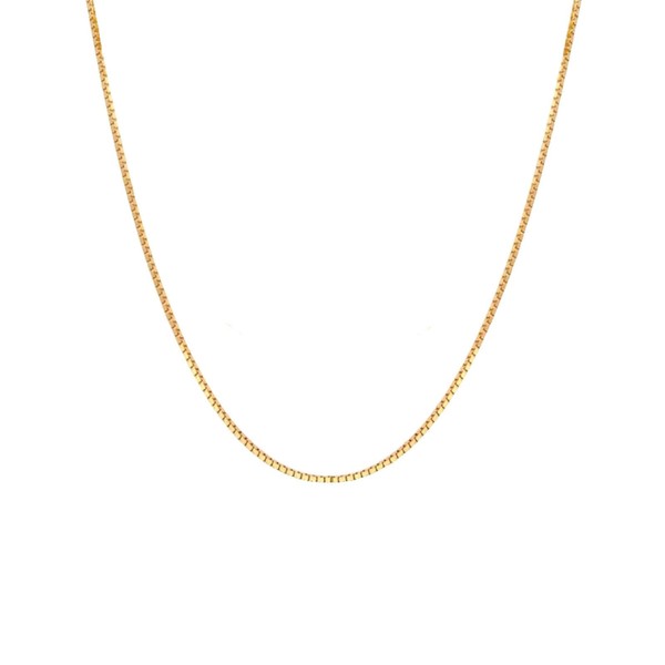 VOGREX 14K Real Solid Yellow Gold 0.7mm Box Chain Necklace