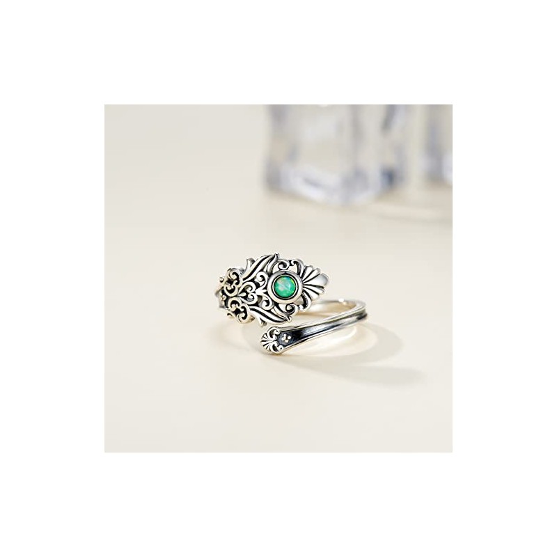 APOTIE Sterling Silver Opal Spoon Ring - Victorian Vintage Flower