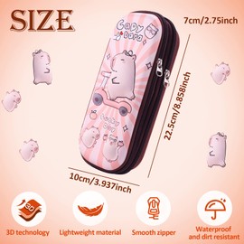 JYJLLM 3D Cartoon Pencil Case for School Kids - Double Compartment Organiser with Zipper, Cute Animal Design Stationery Box for Girls Boys, Durable Eco-Friendly Gift(Coffee)