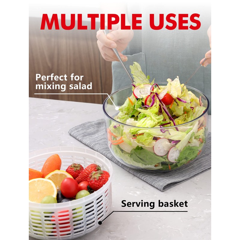 Salad Spinner Large 5L Capacity, Easy to Clean Lettuce Spinner