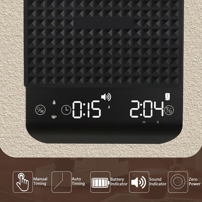 Yopption Digital Coffee Scales with Timer, 3kg/0.1g, Accurate Portable Digital