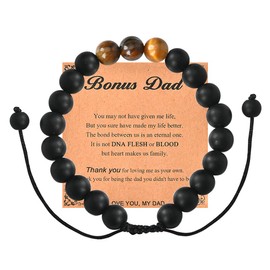 Bonus Dad Stepdad Bracelet from Daughter Son - Father's Day Gift for Step Dad - Beaded Bracelets for Men - Birthday Christmas Thank You Gift for Stepfather from Kids