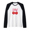 Cute Coquette Cherry Bow Design Raglan Baseball Tee