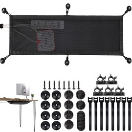 WGYAML Cable Management Net - Under Desk Cable Management Tray - Cable Net Under Desk - Desk Wire Management Under Desk - Cord Organizer Desk,Suitable for Offices, Desks and Homes(Large)