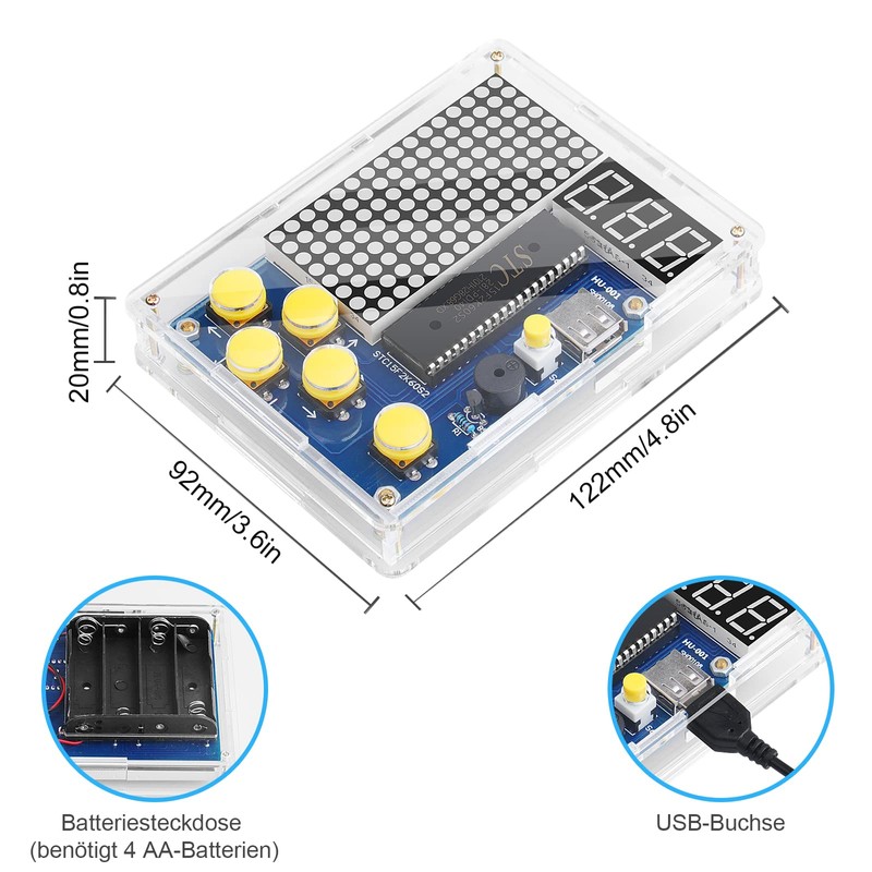 DIY Game Console Handset with Acrylic Casing, Soldering Practice Kit,