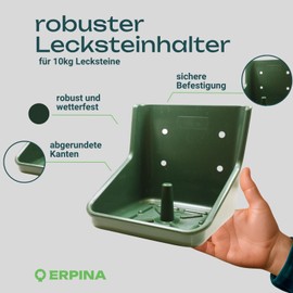 5x Lecksteinhalter Pferd grün - für 10 kg Lecksteine ohne scharfe Kanten - stabiler Salzsteinhalter bruchsicher aus Kunststoff für Pferde, Rinder, Wild - für Hof & Stall