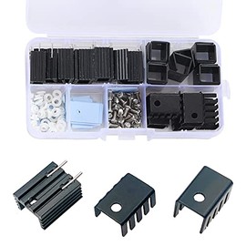 Jienk 30Pcs TO-220 Aluminum Heatsink & Insulator/Mounting Kits for Voltage Regulator MOSFET Transistor,3 Different Size Heatsink 10 Each+ 30 Screws + 30 Screw Washer +30 Insulator Rubberized Silicone