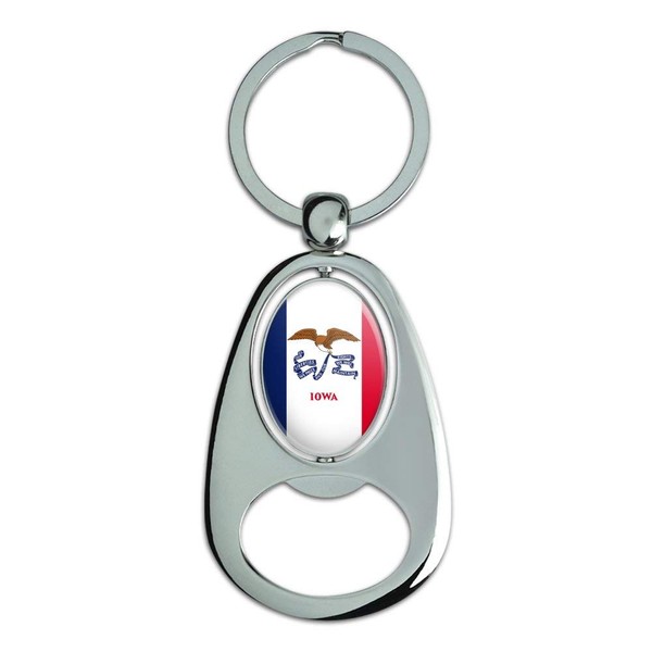 GRAPHICS & MORE Iowa State Flag Keychain Chrome Metal Spinning