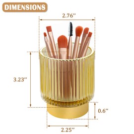 WHJY - Organizador para brochas de maquillaje, organizador de cosméticos, 3 pulgadas, vidrio amarillo transparente para cambiador