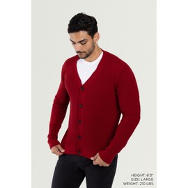 X RAY Mens Cardigan Sweater, Long Sleeve Slim V-Neck Soft Button Down Cardigan Sweaters for Men, Ribbed Jester Red, X-Large