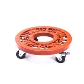 Little Easy, Patio Caddy Plant and Pot Mover; Easy Rolling; Decorative,Heavy Duty, 360° Swivel Locking Wheels; Durable Plastic; Indoor, Outdoor Home and Garden Tool; 12 Inch Plant Dolly (Terra Cotta)