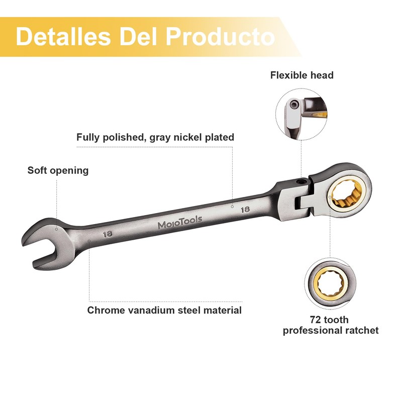 MoJoTools 23-Piece Flex-Head Ratcheting Combination Wrench Set-Includes 14PCS Metric 8-24mm
