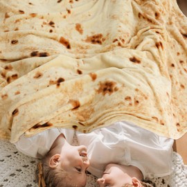 Excervent Tortilla Burritos Wrap Blanket for Adults and Kids, 290 GSM Double Sided Funny Realistic Food Blanket, Novelty Tortilla Blanket, Super Soft Taco Flannel Throw Blankets, 47 inch Yellow