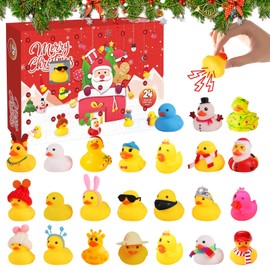 UOY Rubber Duck Advent Calendar 2024, Christmas Advent Calendar 2024, Christmas Countdown with 24 Rubber Ducks for Children, Boys, Girls, Gifts, Christmas Calendar