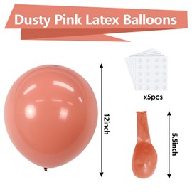 Bezente Dusty Pink Latex Party Balloons - 100 Pack 12 inch Round Helium Blush Pink Rose Pink Balloons for Birthday Wedding Anniversary Baby Shower Gender Reveal Boho Theme Party Decoration