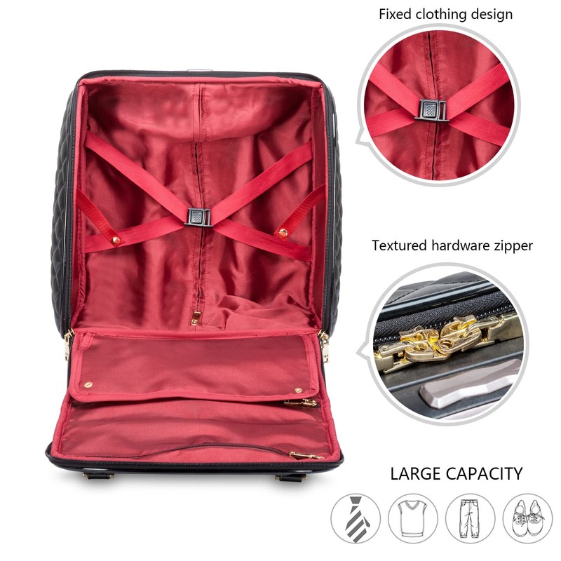 feilario 18in Leather Softside Underseat Carry on Suitcases Expandable Spinner