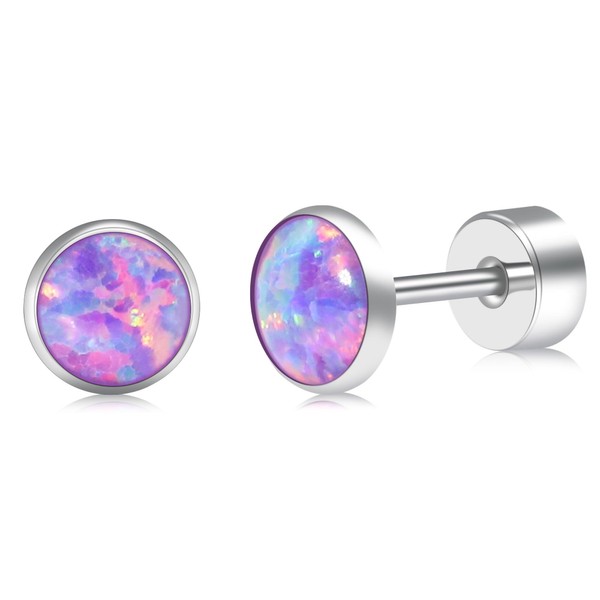 FACOKO Women Flat Back Earrings, Titanium Earring Studs for Sensitive