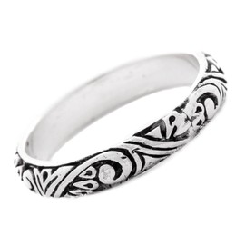 WINDALF Narrow Medieval Ring Tare 4mm Vintage Elf Jewellery Bohemia Indie Midi Silver Ring 925 Sterling Silver, Fabric, No Gemstone